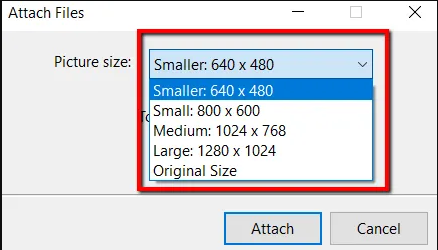 Mail Recipient Hack: Select Image Size